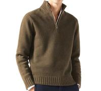 Bivoo Maglione da Uomo in Cashmere con Cerniera,Felpe Pullover in Lana Casual a Tinta Unita a Manica Lunga,Maglione con Zip da Uomo (Medium,Marrone)