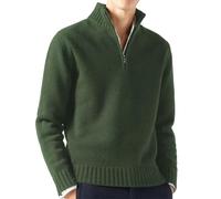 Bivoo Maglione da Uomo in Cashmere con Cerniera,Felpe Pullover in Lana Casual a Tinta Unita a Manica Lunga,Maglione con Zip da Uomo (XXX-Large,Verde)