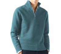 Bivoo Maglione da Uomo in Cashmere con Cerniera,Felpe Pullover in Lana Casual a Tinta Unita a Manica Lunga,Maglione con Zip da Uomo (XX-Large,Blu)
