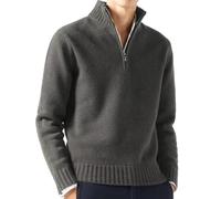 Bivoo Maglione da Uomo in Cashmere con Cerniera,Felpe Pullover in Lana Casual a Tinta Unita a Manica Lunga,Maglione con Zip da Uomo (Large,Grigio)