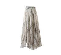 BIVVI Irregular And Flowing Half Skirt with A Sense of Drape Light Coffee Plaid Long Skirt Python Patterned Half Skirt(B,Small)