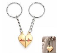 BIVYAX 1 Paio Portachiavi Coppia, Cuore Spezzato con Lettera, Ciondolo Cuore Assemblabbile, per Coppie Sorelle, Regalo San Valentino Anniversario Casa Nuova Compleanno