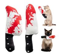 BIVYAX 2 Giocattoli per Gatti,a Forma di Coltello e Coltellaccio Macchiati di Sangue, per Halloween e Feste di Paura,con Erba Gatta,ideali per Esercizio al Chiuso e Divertimento per Tutte le Razze