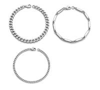 BIVYAX 3 Pezzi Bracciale Uomo Argento, Catena Cuban Link Twist e Serpente, Bracciali Uomo Gioielli Argento Regalo per Papà Fidanzato Marito Figlio