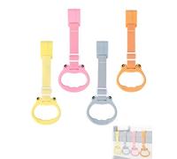 BIVYAX 4 Pezzi Maniglie per Box Neonato, per Imparare a Stare in Piedi, in Grigio, Arancione, Giallo e Rosa, Anelli Regolabili da Appendere Sopra la Culla, Supporto per Sviluppo Motorio