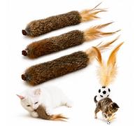 BIVYAX Giochi per Gatti Set 4 Giocattoli con Erba Gatta in Morbido Peluche, Giochi Interattivi Resistenti ai Morsi e Atossici, Giochi Gatto per Pulizia Denti e Addestramento Allevia la Noia