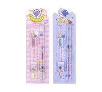 BIVYAX Set di 2 Kit di Cancelleria, Include Matite, Gomme, Righelli e Temperini,Adorabile Set Regalo per il Rientro a Scuola e il Primo Giorno di Lezioni, Regalo di Compleanno Perfetto per Bambini