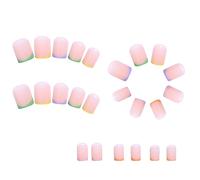 Biwwubik 1 Set Attraverso Unghia Indossabile Indossabile Premere Sulle Unghie Punte per Unghie A Copertura Totale Bordo Francese Rosa