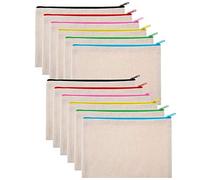 Biwwubik 12 Pezzi Più Scopo Trousse Trucco Trucco Con Chiusura Strappata Sacchetto di Matita Sacchetto Cultura Sacchetto Per Il Fai Da Te, beige.