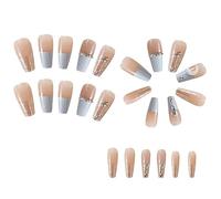 Biwwubik 1Set Star Moon Color Blocking Wearable Nail Sale Marino Macaron Color Clear Diamond Model