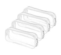 Biwwubik 4 pezzi Astuccio trasparente grande capacità penna trasparente astuccio in PVC penna penna penna zip pouches, trasparente