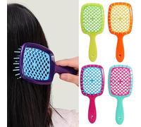 Biwwubik 5X Denti Larghi Cuscino D'Aria Pettini per Capelli Massaggio del Cuoio Capelluto Delle Donne Scava Fuori Pettine Antistatico Salone di Casa Strumento Fai da Te Durevole