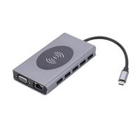 Biwwubik Adattatore di docking tipo C 13 in 1, caricabatterie wireless da 15 W, Hub USB 3.0, Expanser PD100W, scheda di rete Gigabit RJ45
