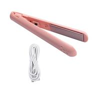Biwwubik Arricciacapelli A Doppia Funzione 2 In 1, Mini Piastra per Capelli, Arricciacapelli da Viaggio, Arricciacapelli Portatile Mini USB Rosa