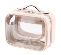 Biwwubik Borsa per Trucchi Trasparente Borsa per Cosmetici da Viaggio Doppia per Articoli da Toilette Impermeabile Borsa di Stoccaggio Aperta di Grande Capacità Rosa 21 X 11 X 15 cm