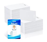 Biwwubik Carte bianche in PVC con foro lungo, standard CR80 30Mil Stampabile Plastica Foto ID Badge Biglietti da Visita Verticali