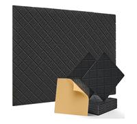 Biwwubik Confezione da 12 Pezzi con Autoadesivo, In Schiuma Fonoassorbente 12x12x0,4 Pollici, Piastrelle Fonoassorbenti per Pareti Nere
