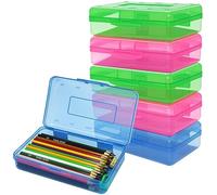 Biwwubik Confezione da 6 scatole per matite in plastica, astuccio per matite con capacità di colori assortiti astuccio trasparente con coperchio a pressione, multicolore