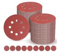 Biwwubik Disco levigante Dischi di levigatura a gancio e da 5 pollici e 8 fori, 105 pezzi di carta vetrata 40,60,80,120,180,240,320,400,600 Girts