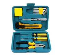 Biwwubik Kit di riparazione universale da 12 pezzi con cassetta degli attrezzi in plastica con chiave, nastro metrico e cacciavite per strumenti di riparazione auto