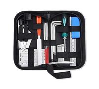 Biwwubik Kit di strumenti di riparazione per chitarra, strumento di cambio delle corde, chiave inglese, smerigliatura, righello di misurazione, traversa, righello di livellamento, 25 in 1
