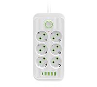 Biwwubik Presa Multipla EU Multiprise 6AC Prese Elettriche Presa Elettrica con 4 USB 1 Tipo-C Filtro di Rete Ricarica Rapida Spina EU