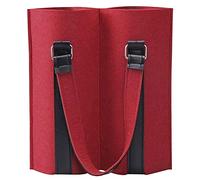Biwwubik Sacchetto per vino rosso, 2 bottiglie di vino, borsa per la spesa, in feltro, regalo con bottiglia di champagne, Colore: rosso, Einheitsgrrre
