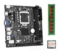 Biwwubik Scheda madre desktop ITX H61 +I3-3220 +1X DDR3 1600MHz 4G RAM CPU LGA 1155 Compatibile con fino a 16GB di RAM Slot Scheda di rete da 100M