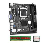 Biwwubik Scheda madre desktop ITX H61 +I3-3220 +1X8G DDR3 1600MHz RAM CPU LGA 1155 Compatibile con fino a 16GB di RAM Slot Scheda di rete da 100M