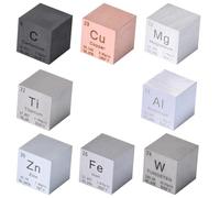 Biwwubik Set di cubi di elementi da 8 pezzi, cubo di metallo di tungsteno da 1 pollice, tavola periodica di elementi, per insegnamento, regalo, collezione