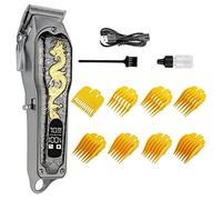 Biwwubik Tagliatrice per capelli elettrica retrò con disegno di drago in metallo, taglierina per capelli ricaricabile, taglio per capelli LCD, macchina per parrucchieri dedicata,B