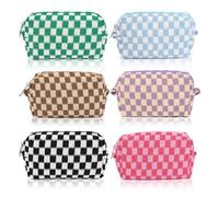Biwwubik Trousse per cosmetici, 6 pezzi, grande borsa per il trucco, personalizzabile, beauty case, organizer, simpatico pennello per il trucco, Blu