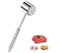 Bixury Batticarne 27cm Batticarne Acciaio Inox Batticarne a Martello Batti Carne da Cucina Tenderizer Martello per Carne Doppia Faccia Argento per Bistecca Manzo Pollo Maiale Bistecche Bistecca