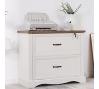 BIXUYOU Mobiletto portadocumenti in stile rustico con 2 cassetti, mobiletto portadocumenti in legno da 80 cm con cartelle sospese, cassetto superiore con serratura, per ufficio in casa