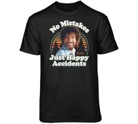 BIYAN Teelocity-Bob-Ross-No-Mistakes-Just-Happy-Accidents Retro Graphic T-Shirt Black