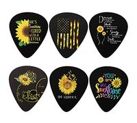 Biyejit, 6 plettri per chitarra, con stampa girasoli, idea regalo per chitarra acustica, basso e chitarra elettrica (0,96 mm)