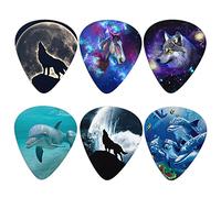 Biyejit 6 plettri per chitarra, Wolf Horse Dolphin Print plettri per chitarra per basso elettrico