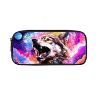 Biyejit Astuccio per matite con lupo, per bambini, per cosmetici, trucchi, monete, borsa per donne, articoli da toeletta per adolescenti, ragazzi, ragazze, regalo per il rientro a scuola