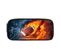 Biyejit Astuccio per matite per studenti, bambini, astuccio per cancelleria con cerniera, portatile, da viaggio, Water Fire Rugby, Taglia unica