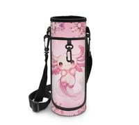 Biyejit Axolotl, borsa per bottiglia d'acqua con cerniera e tracolla regolabile, leggera, accessori per mountain bike, bici da strada, corsa, ciclismo, Fiori di ciliegio Axolotl, Misura unica