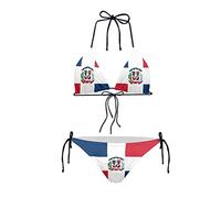 Biyejit Bikini da donna a due pezzi Set Sexy Costumi da bagno Halter String Triangolo Costumi da bagno, Bandiera dominicana, L