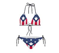 Biyejit Bikini da donna a due pezzi Set Sexy Costumi da bagno Halter String Triangolo Costumi da bagno, Bandiera USA, M