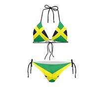 Biyejit Bikini da donna a due pezzi Set Sexy Costumi da bagno Halter String Triangolo Costumi da bagno, Bandiera giamaicana., M