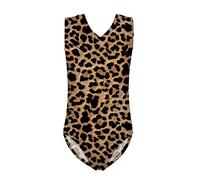 Biyejit Body da ginnastica per bambina per bambini da 3 a 14 anni, Stampa leopardata, 9-10 Anni