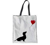 Biyejit - Borsa a tracolla in tela, stile casual, per la scuola, in cotone, per donne e ragazze, Multicolore (Bassotto), Taglia unica