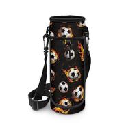 Biyejit Borsa per bottiglia d'acqua a tema palla con cerniera portabicchieri con spallacci regolabili per uomini e ragazzi per escursionismo, passeggiate, sport, palestra, Pallone da calcio, Misura