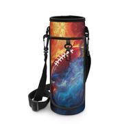 Biyejit Borsa per bottiglia d'acqua a tema palla con cerniera portabicchieri con spallacci regolabili per uomini e ragazzi per escursionismo, passeggiate, sport, palestra, Rugby 2, Misura unica