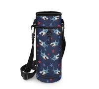 Biyejit Borsa porta bottiglie d'acqua con cerniera portabottiglie con spallacci regolabili Washbale Borsa per bottiglie, Squali, Misura unica, Organizer per borse