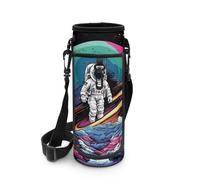 Biyejit Borsa porta bottiglie d'acqua con cerniera portabottiglie con spallacci regolabili Washbale Borsa per bottiglie, Astronauta, Misura unica, Organizer per borse