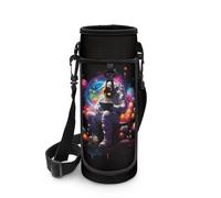 Biyejit Borsa porta bottiglie d'acqua con cerniera portabottiglie con spallacci regolabili Washbale Borsa per bottiglie, Astronauti, Misura unica, Organizer per borse